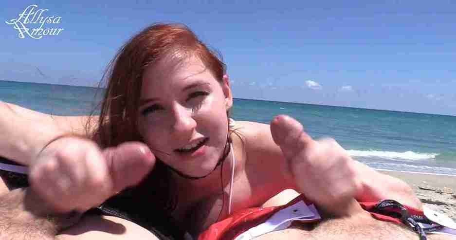 Allysa Amour public beach double blowjob xxx naughty leaked nude scene